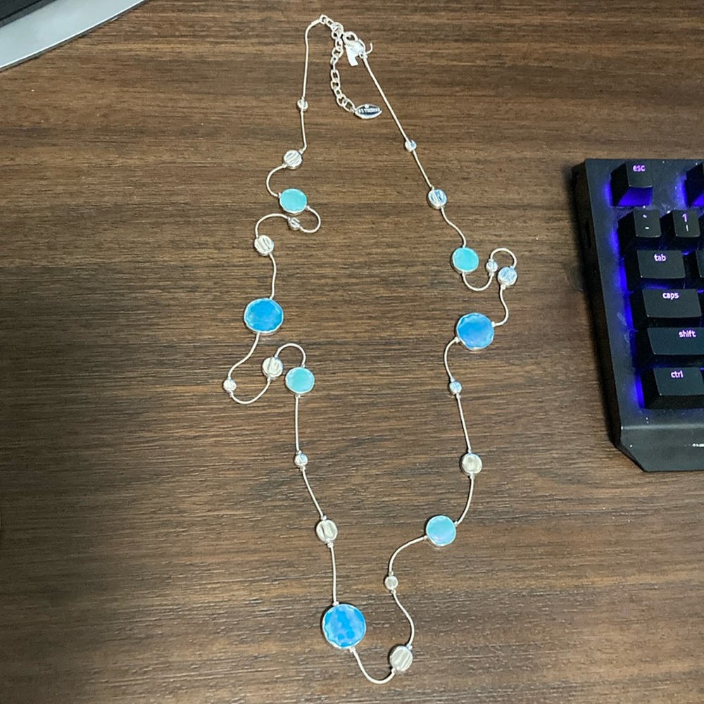 Vibrant Blue and Silver Beaded Necklace
